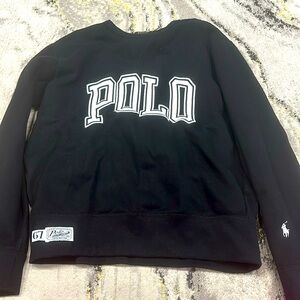 Preowned, black and white males long sleeve polo sweatshirt